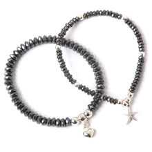 Load image into Gallery viewer, Haematite 4mm with heart charm bracelet
