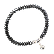 Load image into Gallery viewer, Haematite 4mm with heart charm bracelet
