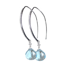 Load image into Gallery viewer, Diamante sky blue quartz long teardrop earrings
