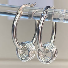 Load image into Gallery viewer, Hammered gold or silver rings on hoop earrings
