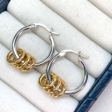 Load image into Gallery viewer, Hammered gold or silver rings on hoop earrings
