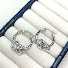 Load image into Gallery viewer, Hammered gold or silver rings on hoop earrings
