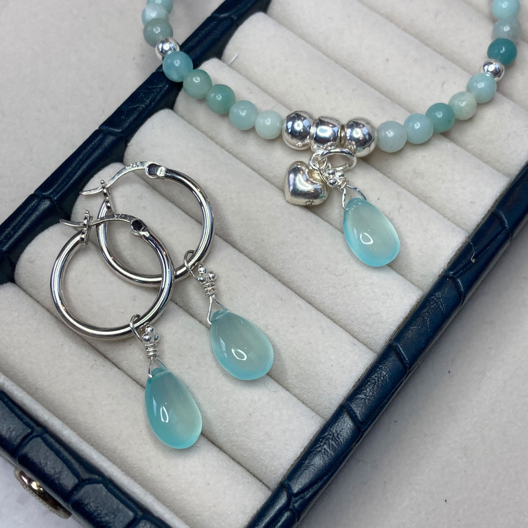 Aqua blue chalcedony set